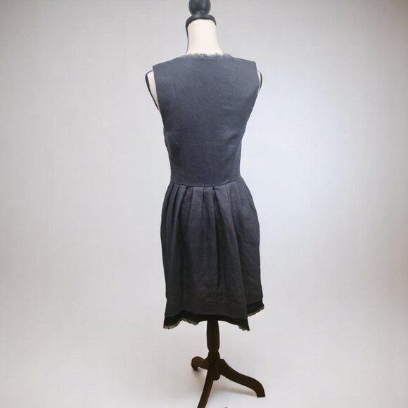 Fringe Linen Silk Lined Rainbow Crystal Button Dress - Picture 7 of 13